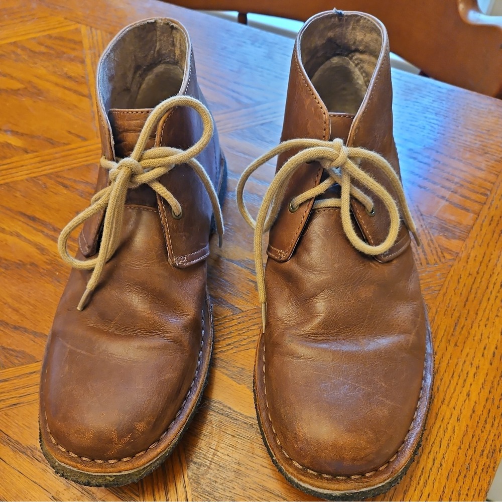 UGG Leighton Mens Desert Boots Sz‎ 8.5 Brown Leather Chestnut Twinsole
